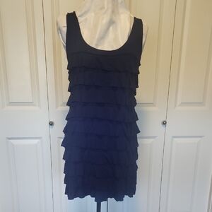 connected apparel Navy Ruffle Tank Mini Dress